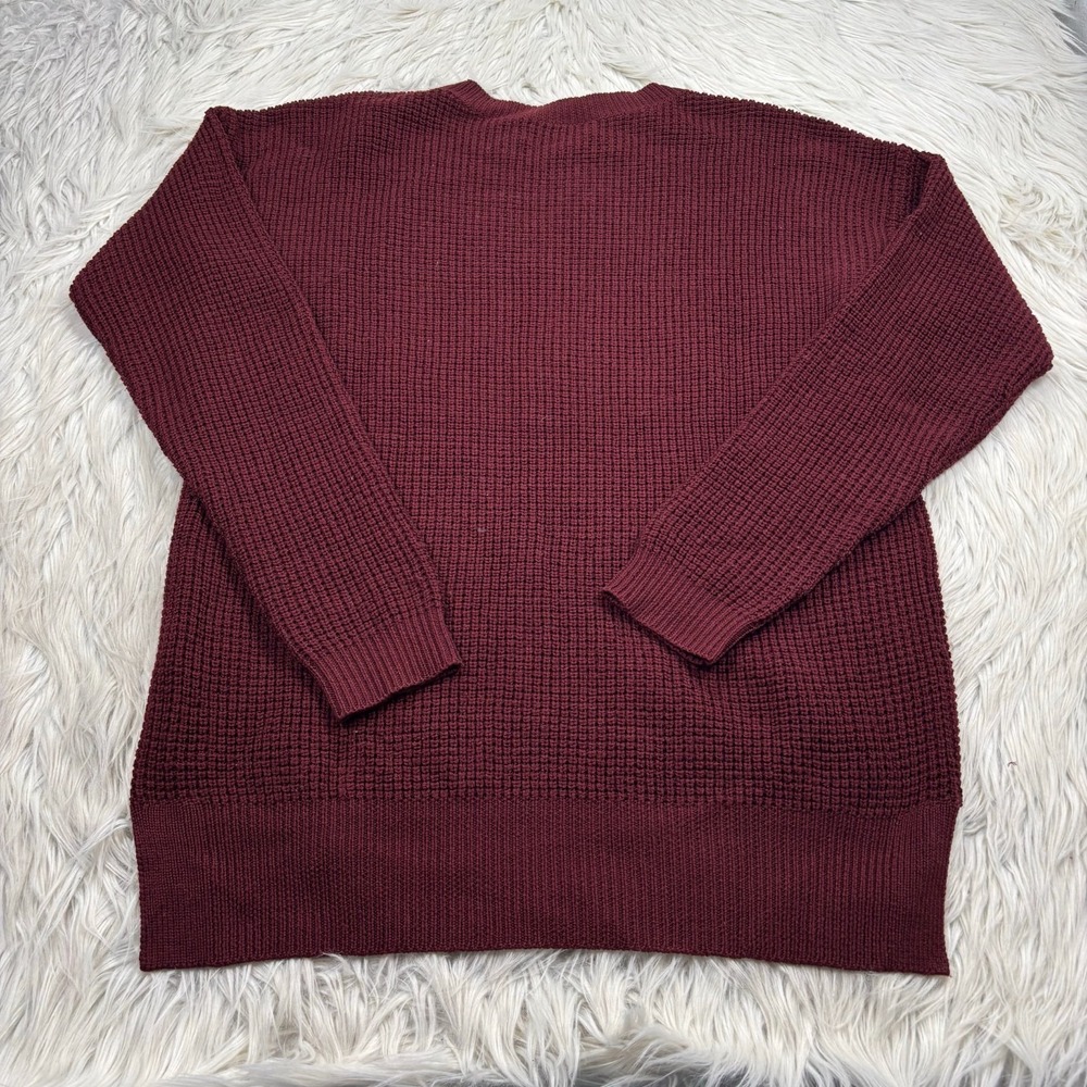 Aritzia Wilfred Free Women's M Burgundy Merino Tunic Sweater CAM7-3409 Waffle - Picture 6 of 6